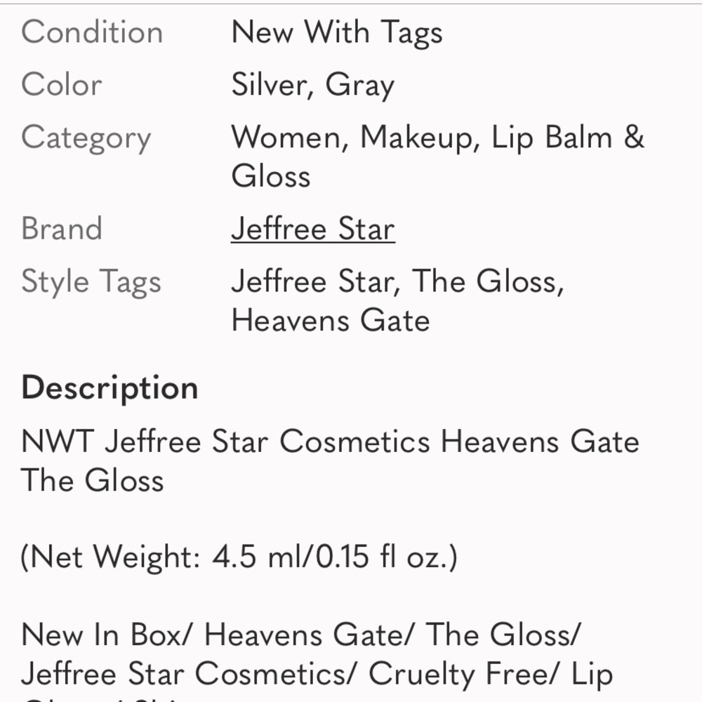 Jeffree Star Heavens gate The gloss with gray glitter finish new in box - Picture 8 of 8